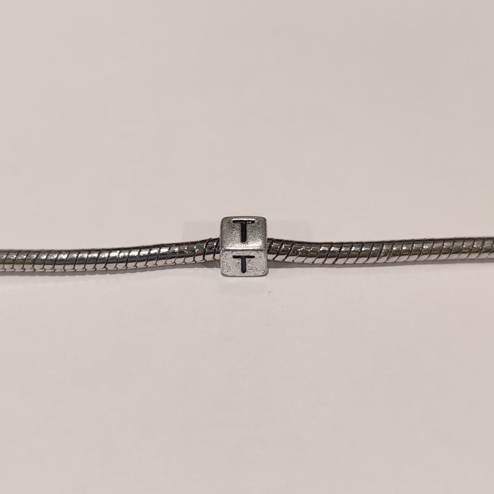 Silver T Spacer Charm for Pandora‎ Style Bracelet